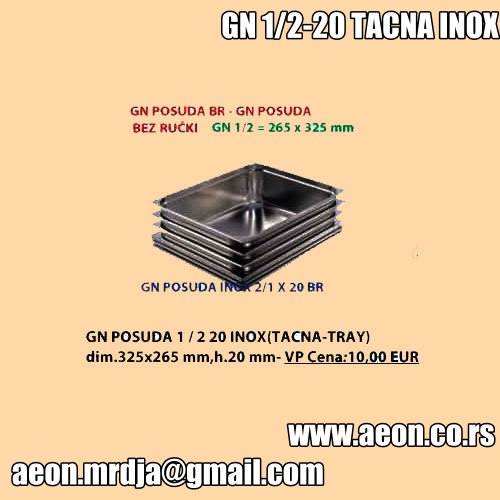 GN POSUDA 1 - 2 20 INOX TACNA-TRAY dim.325x265 mm,h.20 mm 