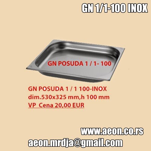 GN POSUDA 1/1 100-INOX dim.530x325 mm,h 100 mm 
